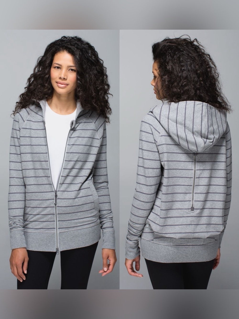 Lululemon Rolling With My Omies Oversized Hoodie - Grey/Black Stripe